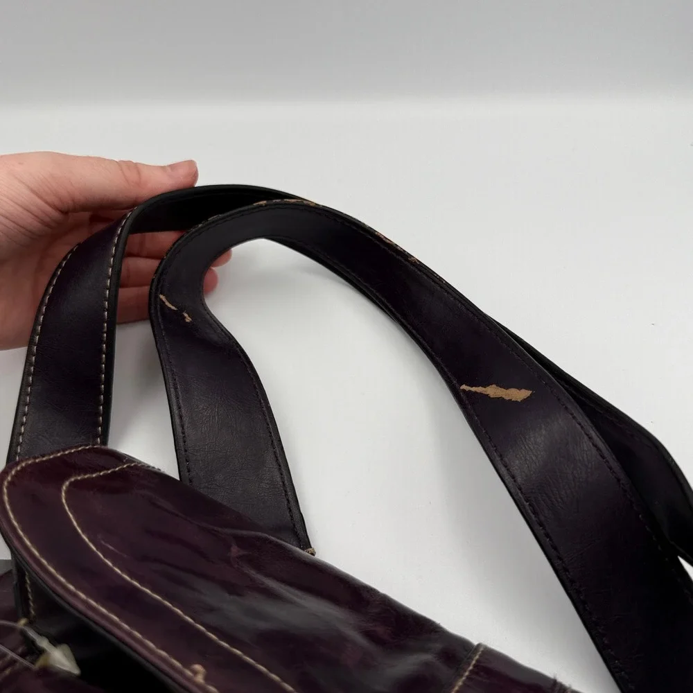 Apt. 9 Shoulder Bag Womens Plum Purple Faux Leather Brass Hardware Y2K Aesthetic